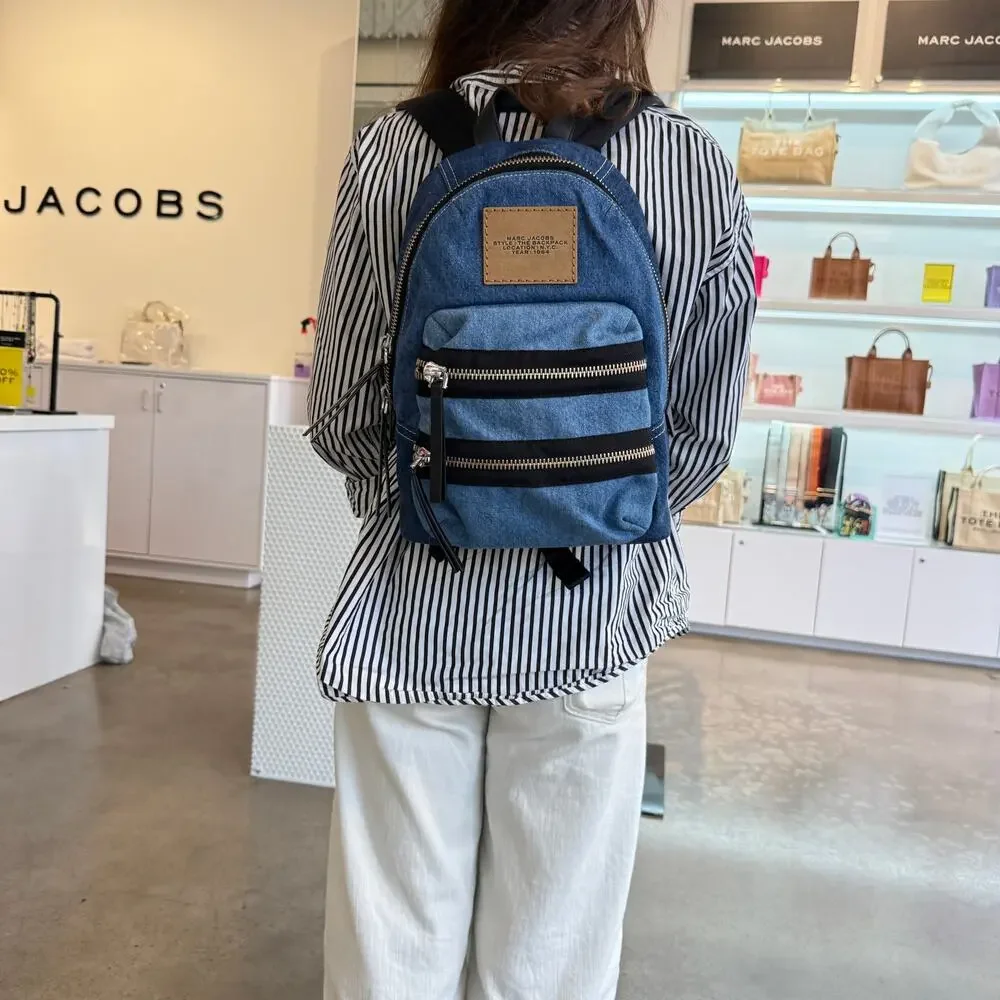 MARC JACOBS Unisex The Biker Colorblock Denim Medium Backpack